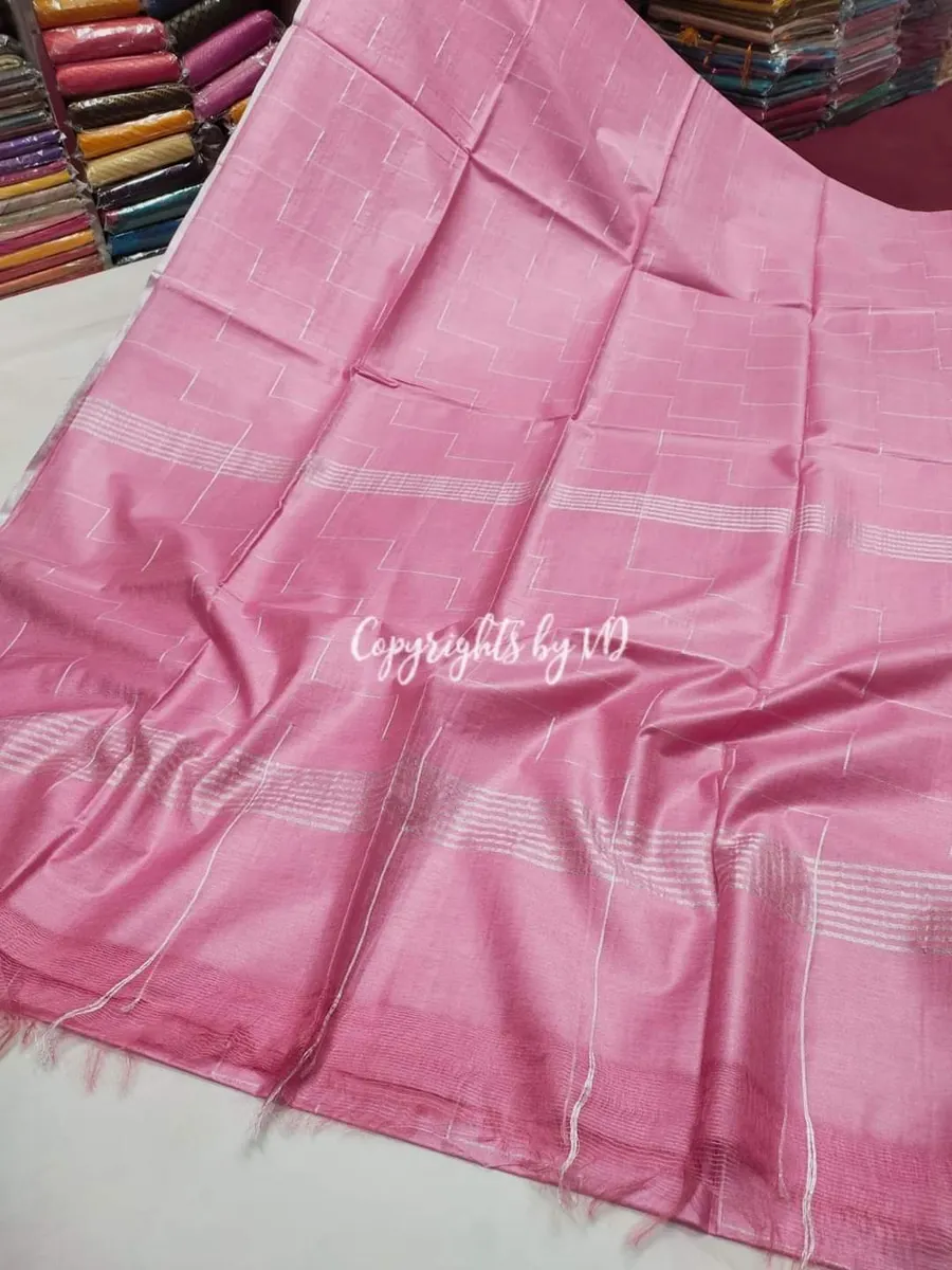Kota Viscose Silk Saree with Dupion Silk Zig-Zag Weaving – Elegant Lightweight Designer Saree